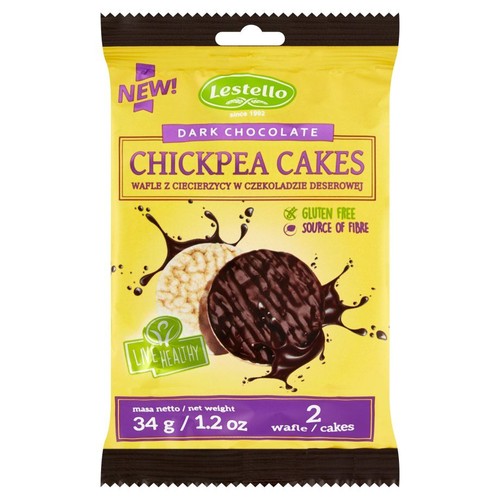 Wafle z ciecierzycy w czekoladzie deserowej Lestello 34 g
